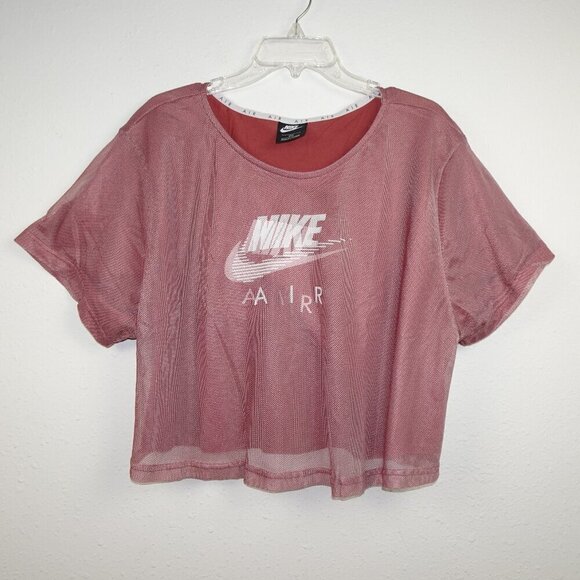 Nike Mesh Overlay Activewear Top Women's Plus Size 2X Pink Gym Workout Athletic - Picture 1 of 7